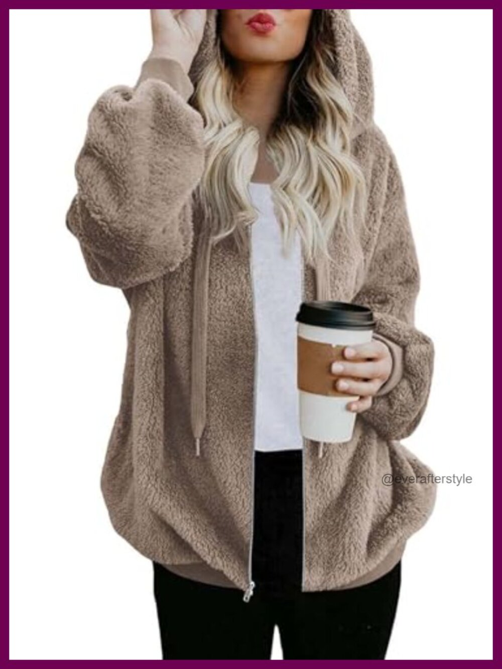 Sherpa Fleece Jacket Womens Oversized Zip Up Hoodie Fuzzy Coat
